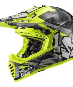 LS2 - Casque MX437 Fast Evo Crusher Noir / Jaune Fluo / Gris