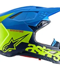 Alpinestars - Casque Supertech S-M8 Radium Bleu / Jaune Fluo -Promos Fournitures De Casque De Moto Magasin casque moto cross supertech s m8 radium bleu jaune fluo 5