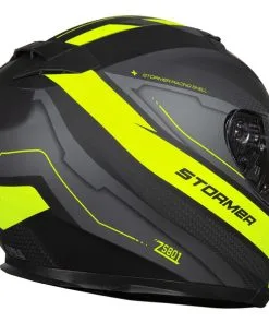 Stormer - Casque ZS 801 Elite Noir Mat / Gris Mat / Jaune Fluo -Promos Fournitures De Casque De Moto Magasin casque moto integral stormer zs801 elite noir mat gris mat jaune fluo 2