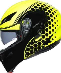 AGV - Casque Compact ST Detroit Jaune Fluo / Noir -Promos Fournitures De Casque De Moto Magasin casque moto modulable agv compact st detroit jaune fluo noir 4
