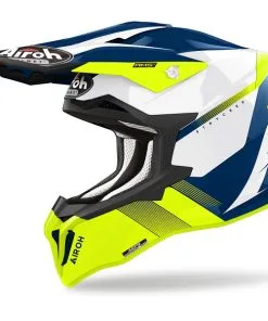 Airoh - Casque Strycker Blazer Blanc Brillant / Bleu / Jaune