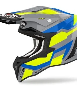 Airoh - Casque Strycker Glam Gris Brillant / Bleu / Jaune / Noir