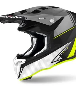 Airoh - Casque Twist 2.0 Tech Noir / Gris / Blanc / Jaune Fluo