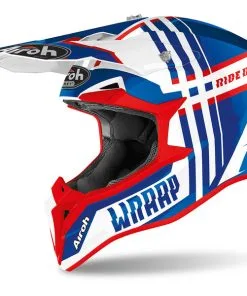 Airoh - Casque Enfant Wraap Youth Broken Bleu / Rouge / Blanc
