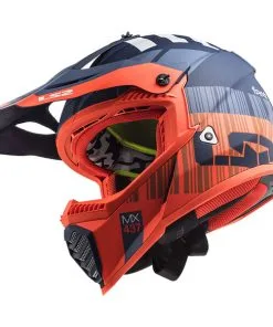 LS2 - Casque MX437 Fast Evo Xcode Orange Fluo / Bleu -Promos Fournitures De Casque De Moto Magasin casque moto tout terrain ls2 mx437 fast evo xcode orange fluo bleu 3