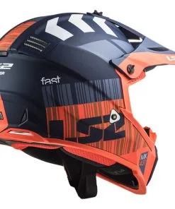 LS2 - Casque MX437 Fast Evo Xcode Orange Fluo / Bleu -Promos Fournitures De Casque De Moto Magasin casque moto tout terrain ls2 mx437 fast evo xcode orange fluo bleu 5