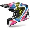 Airoh - Casque Strycker View Blanc / Bleu / Rose / Noir -Promos Fournitures De Casque De Moto Magasin casque moto tout terrain strycker view blanc bleu rose noir 1